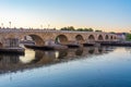 Old stone bridge over river Danube in Regensburg, Germany Royalty Free Stock Photo