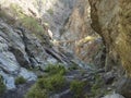 Old stone bridge at ravine of the Barranco de las Angustias canyon at hiking trail Caldera de Taburiente, La Palma