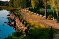 Old stone bridge in summer Finland Royalty Free Stock Photo