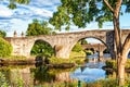 The old stone bridge of Stirling. Summertime outdoors. Royalty Free Stock Photo