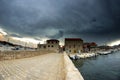 Old stone bridge and storm in Croatia Royalty Free Stock Photo