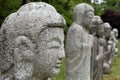 Old stone Buddha statues at temple Unjusa, Hwasun, South Jeolla Province, Korea