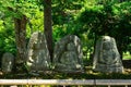 Old stone Buddhas at Japanese garden, Kyoto Japan Royalty Free Stock Photo