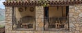 Old stone building with a balkony at Siurana. Priorat, Catalonia,