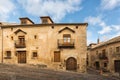 Old stone building in a street in Pedraza, Segovia, Spain