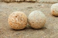 Old stone cannon balls Royalty Free Stock Photo