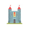 Old stone castle with towers, ancient architecture building vector Illustration Royalty Free Stock Photo