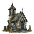 Old Stone Church with a Graveyard in Front Royalty Free Stock Photo