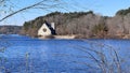 OLD STONE CHURCH West Boylston Ma Christmas season Royalty Free Stock Photo