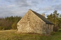 An Old Stone Cottage lies empty within Crombie Nature Reserve on a fine Winters day. Royalty Free Stock Photo