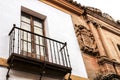 Old facade and entrance of majestic house in villanueva de los Infantes, Spain