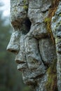 Old stone face covered with moss and greenery Royalty Free Stock Photo
