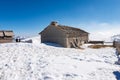 Old Stone Farmhouse and Cow Shed on Lessinia Plateau in Winter with Snow - Italy Royalty Free Stock Photo