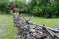 Old stone fence by the Christopher House, Historic Richmond Town, Staten Island, NY, USA