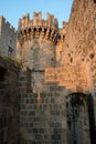 Old stone fortification at Rhodes town, Rhodes, Greece Royalty Free Stock Photo