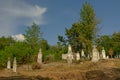 Old stone gravetombs in the Romanian countryside