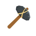 Old stone hammer icon, flat style