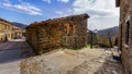 Old stone house among the alleys of the ancient village in the mountains. La Hiruela Madrid