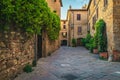 Old stone houses decorated with jasmine and green plants, Italy Royalty Free Stock Photo