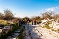 Old stone houses of Medieval cave city-fortress Chufut-Kale in the mountains, Bakhchisaray, Crimea