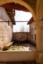 Old stone houses of Medieval cave city-fortress Chufut-Kale in the mountains, Bakhchisaray, Crimea Royalty Free Stock Photo