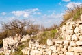 Old stone houses of Medieval cave city-fortress Chufut-Kale in the mountains, Bakhchisaray, Crimea Royalty Free Stock Photo