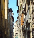 Old stone houses in a street in Florence, Italy