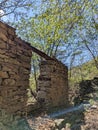 old stone houses in ticino. Derelict stone huts near the Monte Generoso mountain in Lugano. Nice hiking area.Spring time
