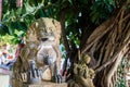 Old Stone Lion Sculpture in temple, Hong Kong, Outdoor Royalty Free Stock Photo