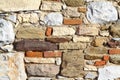 old stone masonry wall texture background, banner with irregular pattern Royalty Free Stock Photo