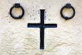 Old stone memorial cross at cemetery. Royalty Free Stock Photo