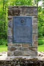 Old stone monument erected to honor those who fought at Fort Carillon,New York,2014