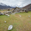 Old stone nepalese houses in Hymalayas