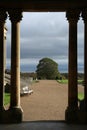 Old stone pillars and courtyard, wrest park, west midlands