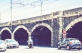 Old stone port bridge Archi della Marina in Catania, Sicily, Italy