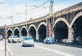 Old stone port bridge Archi della Marina in Catania, Sicily, Italy