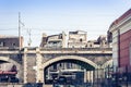 Old stone port bridge Archi della Marina in Catania, Sicily, Italy