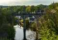 Old stone railway viaduct over River Nidd in Knaresborough