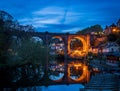 Old stone railway viaduct over River Nidd in Knaresborough