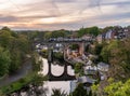 Old stone railway viaduct over River Nidd in Knaresborough Royalty Free Stock Photo