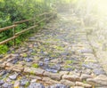 Old stone road on soft sunlight with copy space Royalty Free Stock Photo