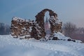 Old stone ruins in snow