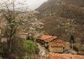 Old stone rural houses in spring in a small town in asturias, Spain Royalty Free Stock Photo