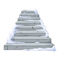 Old stone staircase covered with snow. Interior boulder for ui design. Motivation concept. Royalty Free Stock Photo