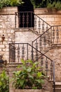 Old stone staircase detail Kotor town Royalty Free Stock Photo