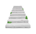 Old stone staircase with sprouted greenery on a white isolated background. For the house and the old castle. Vector Royalty Free Stock Photo