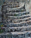 Old stone stairs. Illustration of an art painting, acrylic on canvas