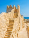 The stairs to Ribat tower, Monastir Royalty Free Stock Photo