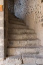 Old stone stairs of medieval Caravanserai in Sheki city of Azerbaijan. UP Royalty Free Stock Photo