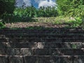 Old stone stairs in the park and the sky background Royalty Free Stock Photo